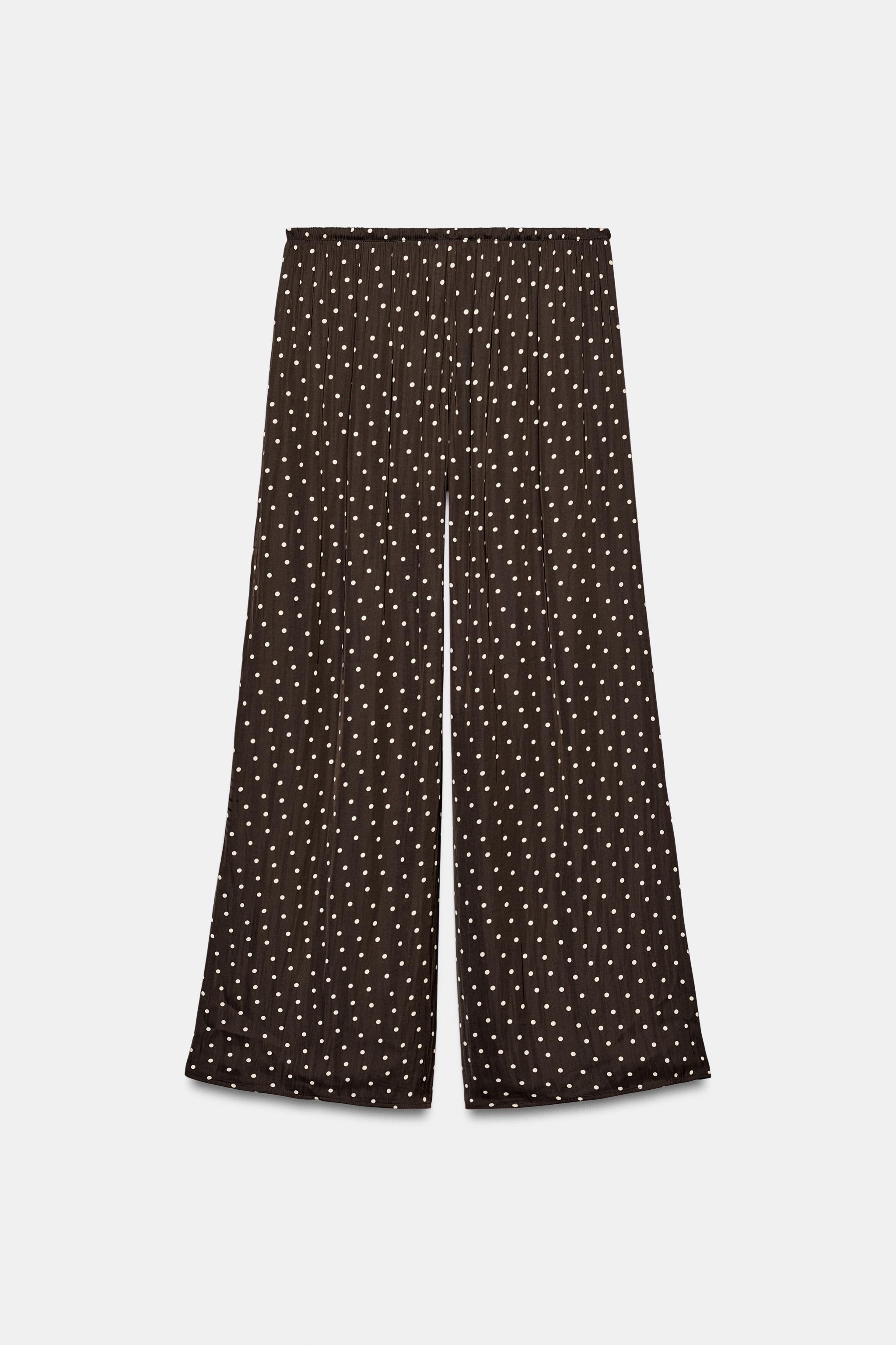 ドットプリント パラッツォパンツ - ブラウン/ エクリュ | ZARA Japan