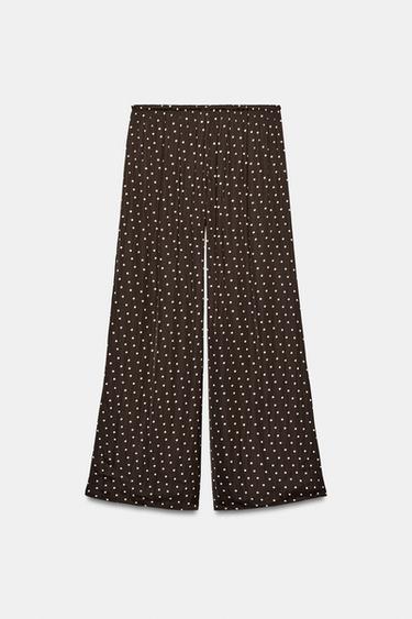 POLKA DOT PALAZZO TROUSERS - Brown / Ecru by Zara - Image 2