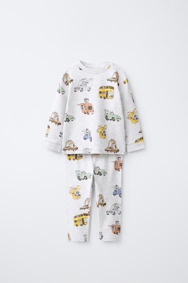 Zara 2-6 歲汽車印花睡衣 - 斑紋灰色