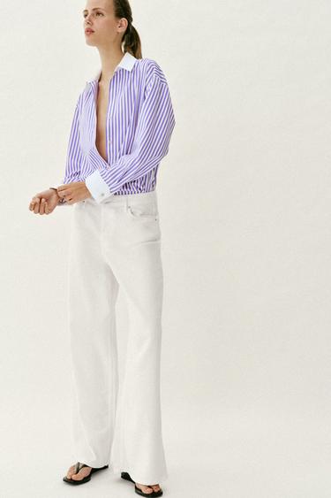 CHEMISE EN POPELINE À RAYURES - Lilas / Blanc de Zara - Image 5