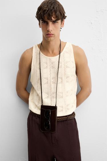 OPENWORK TANK TOP - Oyster-white by Zara