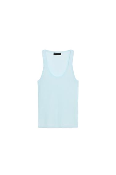 FINE-KNIT SLEEVELESS TOP - Light blue by Zara