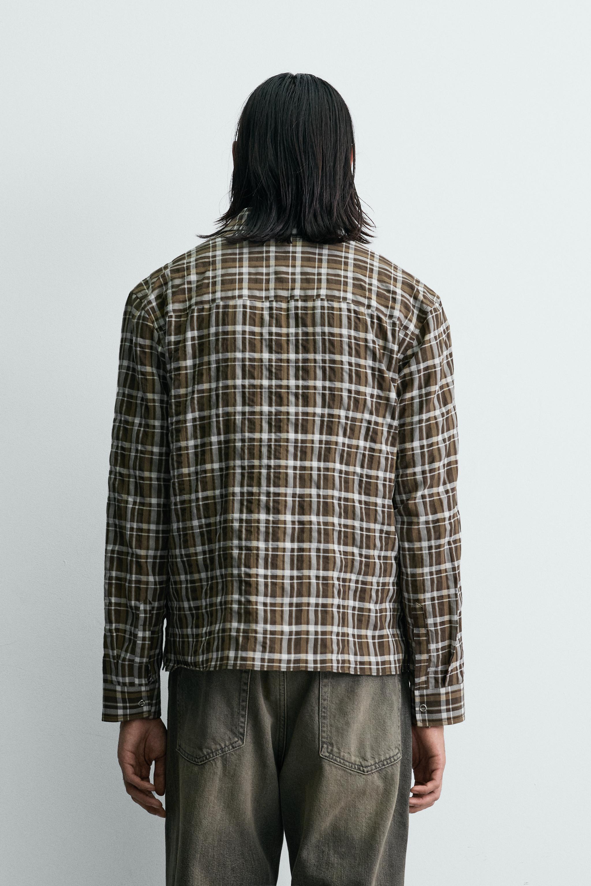 RELAXED FIT CHECK SHIRT - camel | ZARA South Africa