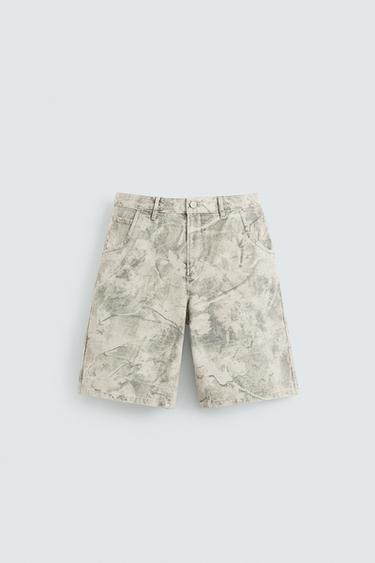 Zara ABSTRACT PRINT RELAXED FIT BERMUDA SHORTS - Printed