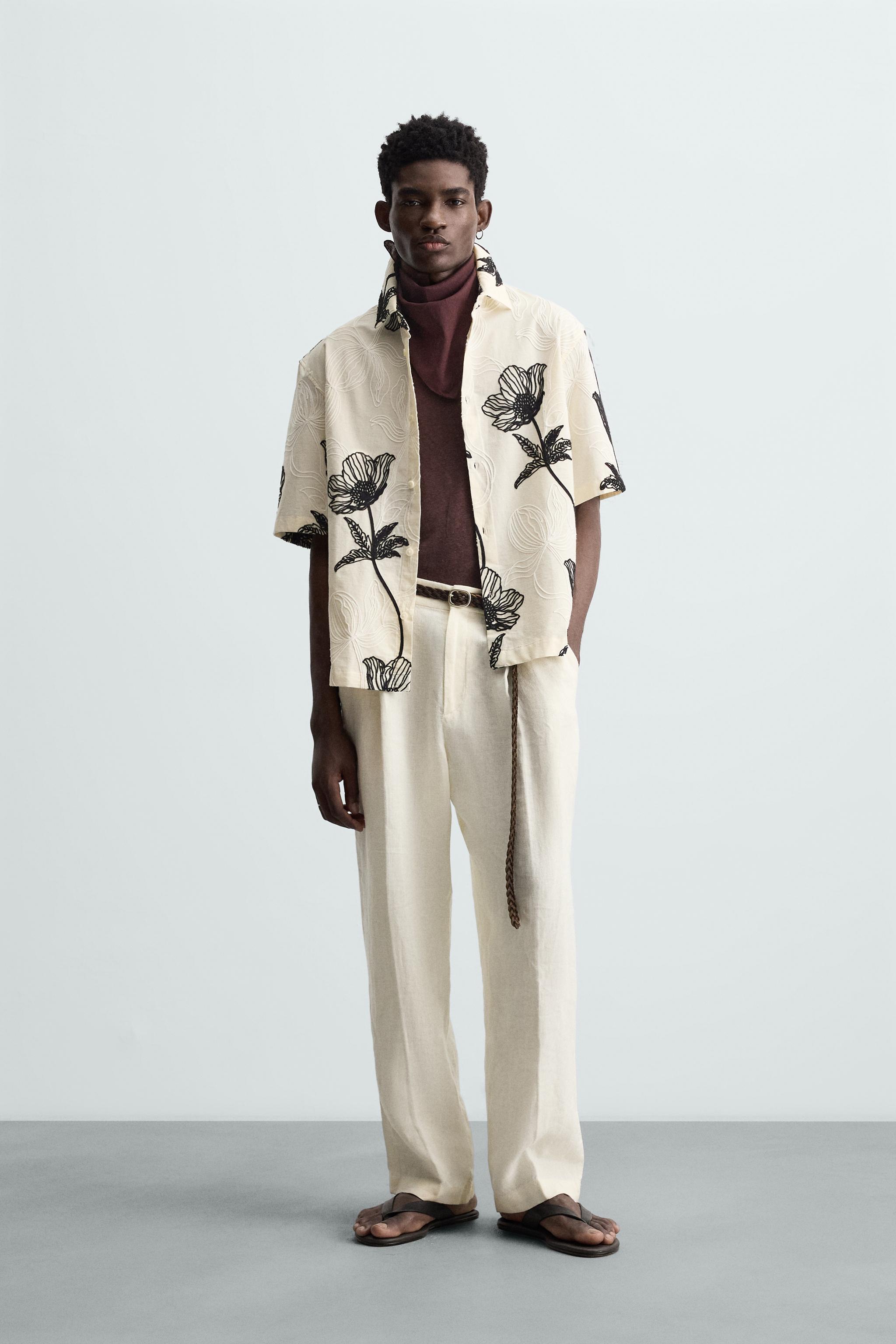 CONTRAST EMBROIDERY SHIRT - white | ZARA South Africa