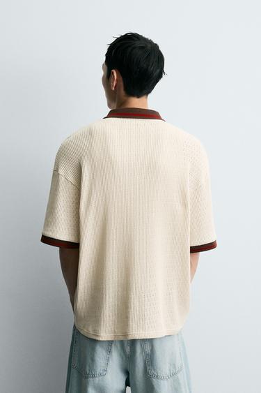 RETRO FOOTBALL TEXTURED POLO SHIRT - Oyster-white by Zara - Image 2