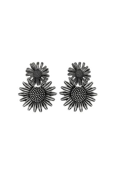 DOUBLE FLOWER EARRINGS - Silver by Zara - Image 0