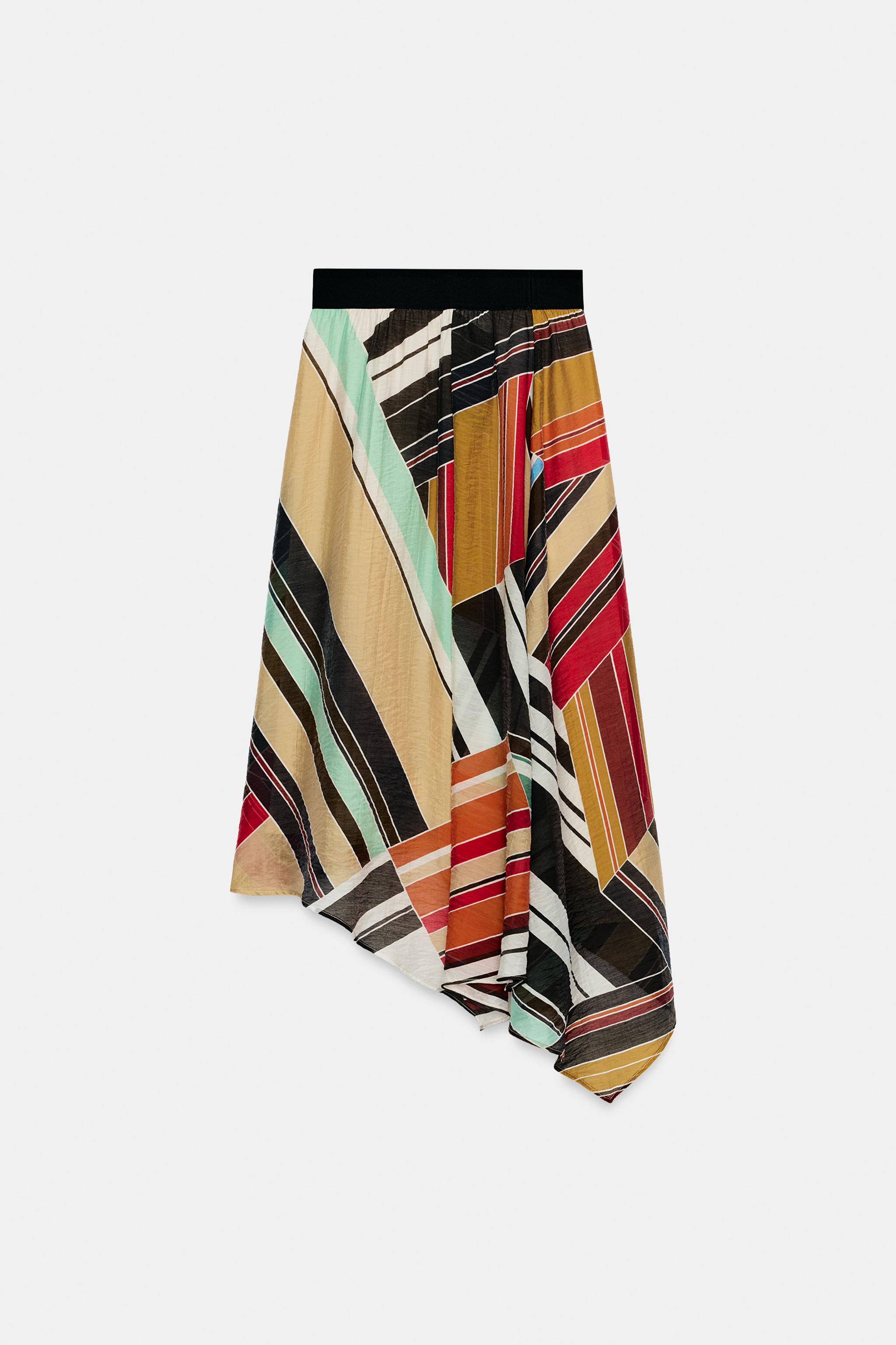 Женские юбки Zara ASYMMETRIC PRINTED MIDI SKIRT — фото 6