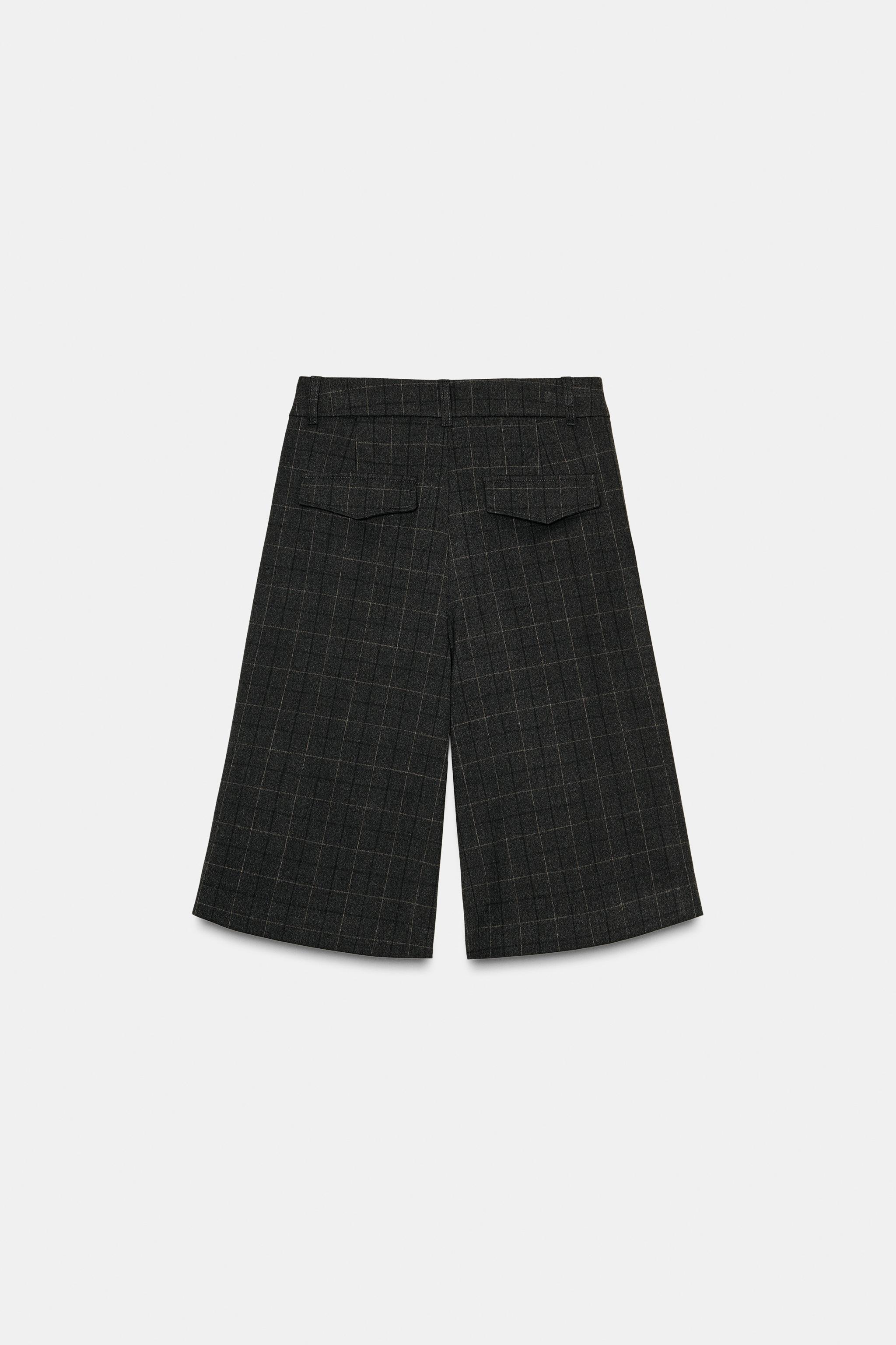 SHORT LONG À CARREAUX AVEC PLI