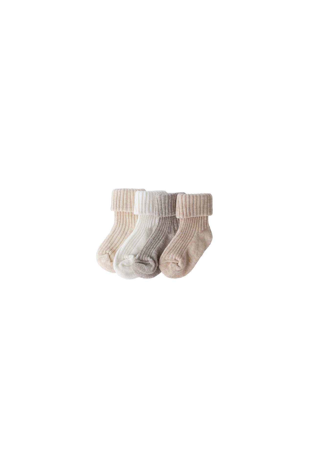 FOUR-PACK OF SOCKS WITH COLOR BOX — Light beige
