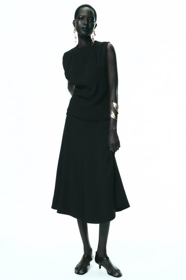 GODET MIDI SKIRT ZW COLLECTION - Black by Zara - Image 0