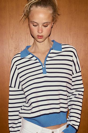 POLO EN MAILLE À RAYURES - rayures de Zara - Image 2