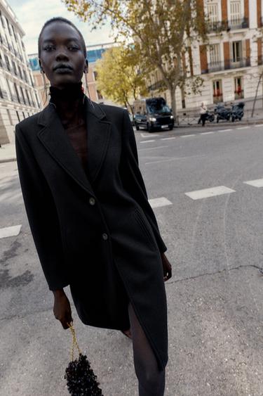 MANTEAU À ÉPAULETTES SOUPLES - Noir de Zara