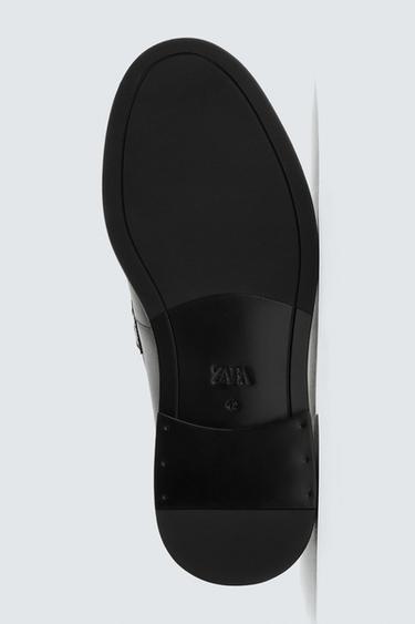 Zara LEATHER PENNY LOAFERS - Black