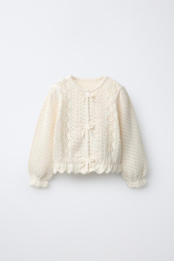 CHAQUETA PUNTO PUNTILLAS - Crudo de Zara - Imagen 0
