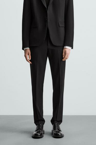 Zara STRETCH SUIT PANTS - Black