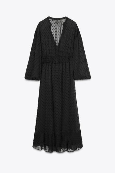 ROBE EN PLUMETIS À VOLANTS - Noir de Zara - Image 5