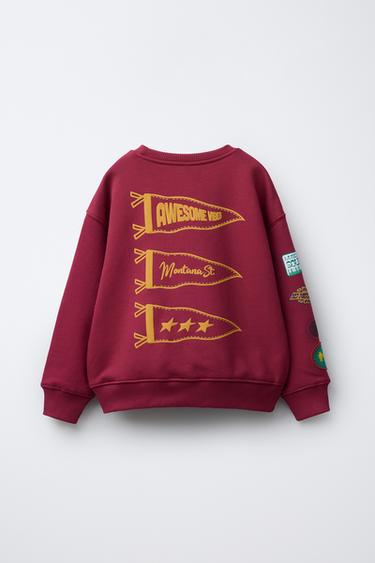PATCH SWEATSHIRT - Maroon by Zara - Image 1
