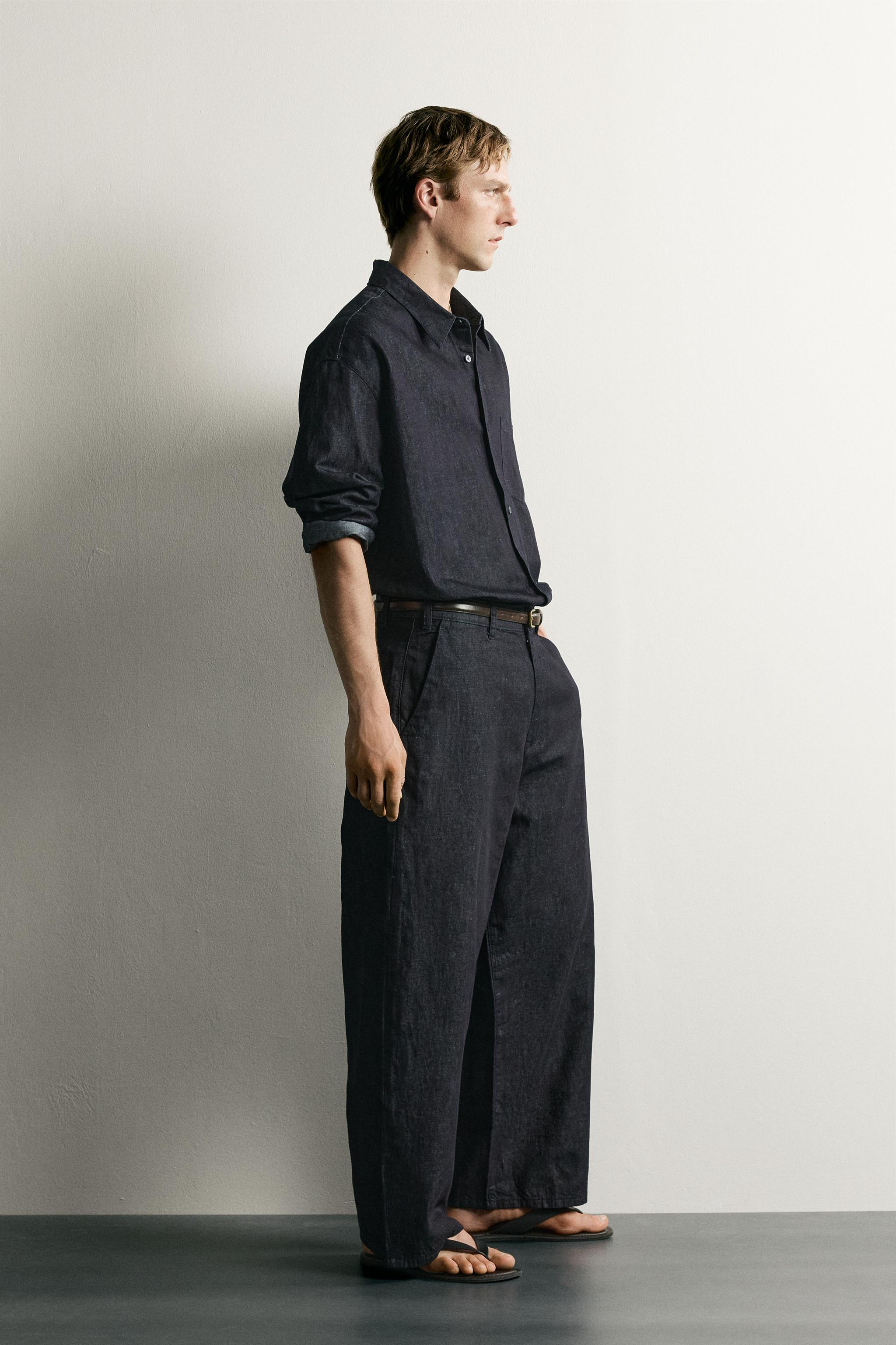 Мужские рубашки Zara RELAXED FIT LIGHTWEIGHT DENIM SHIRT — фото 4
