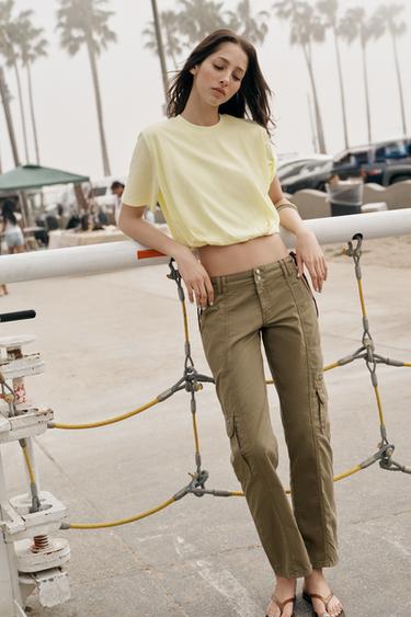 CROPPED PUFFY T-SHIRT - Light yellow by Zara