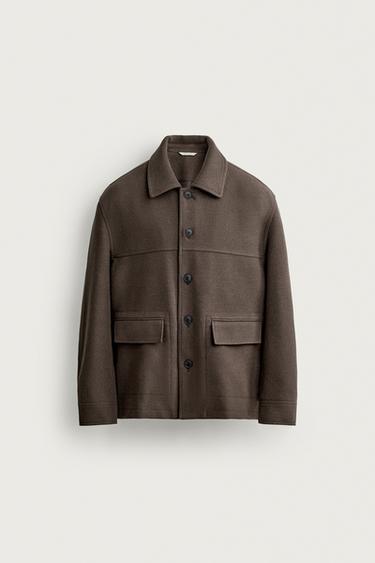 Zara REGULAR FIT VILLANE POOLMANTEL - Brown