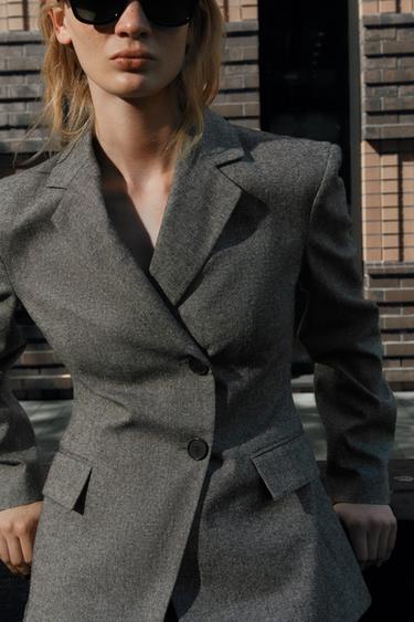 FLECKED DOUBLE-BREASTED BLAZER - Sand / Black by Zara - Image 0