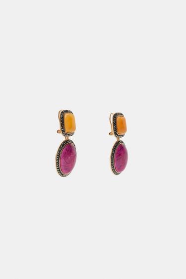 BOUCLES D'OREILLES À PIERRES BRILLANTES - Multicolore de Zara - Image 2
