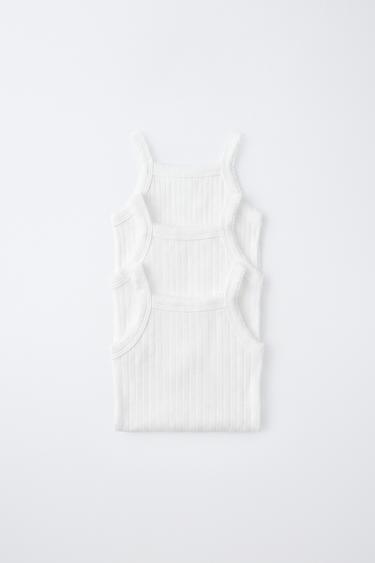 3-PACK OF POINTELLE STRAPPY BODYSUITS - Ecru by Zara