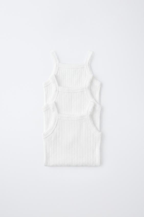 3-PACK OF POINTELLE STRAPPY BODYSUITS - Ecru by Zara - Image 0