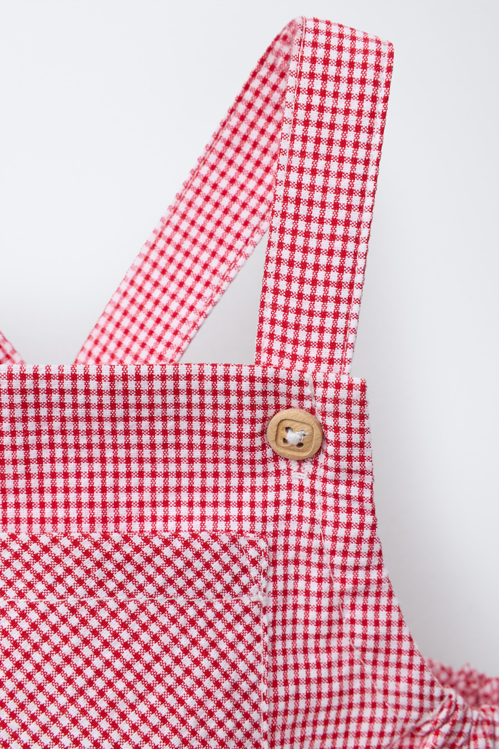 GINGHAM ROMPER - Red / White | ZARA United States