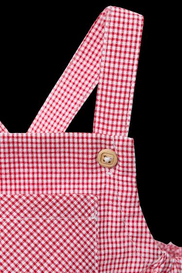 Zara GINGHAM ROMPER - Red / White