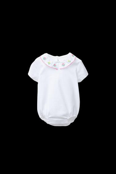 BODY CUELLO BORDADO - Blanco roto de Zara - Imagen 0