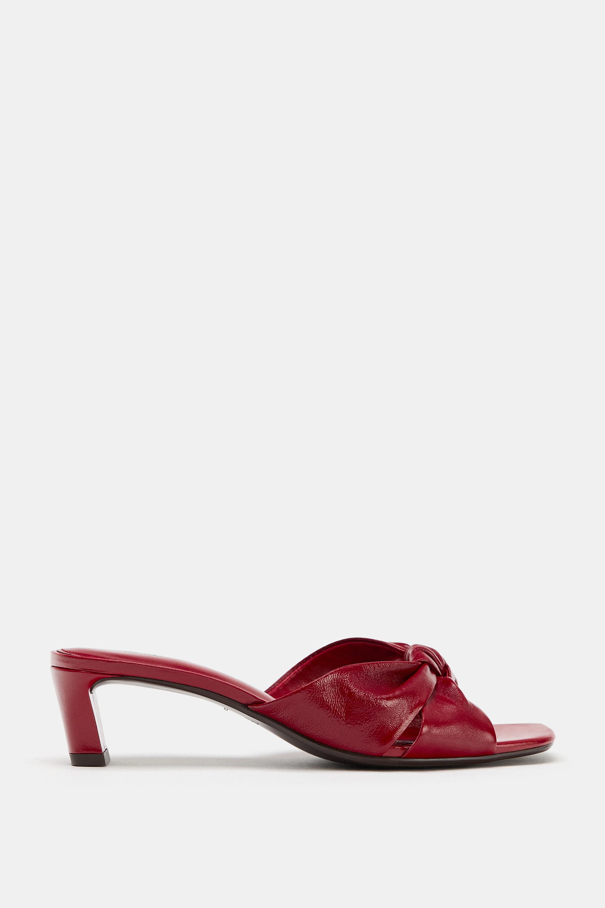 Женские сандалии Zara KNOTTED LEATHER MULE SANDALS — фото 3