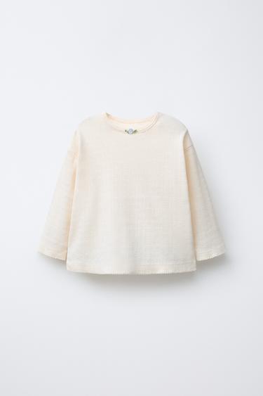 POINTELLE HEART T-SHIRT - Ecru by Zara - Image 0