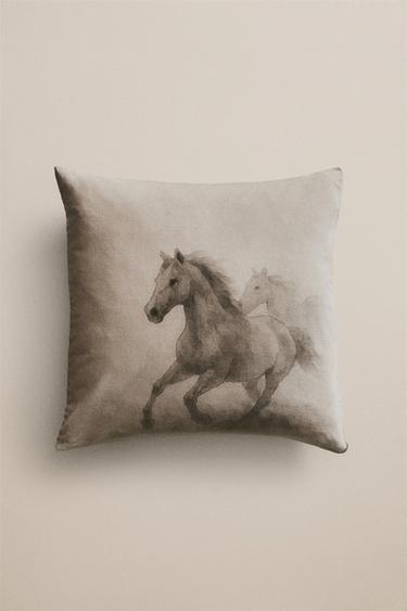 HORSE CUSHION COVER — Beige 1