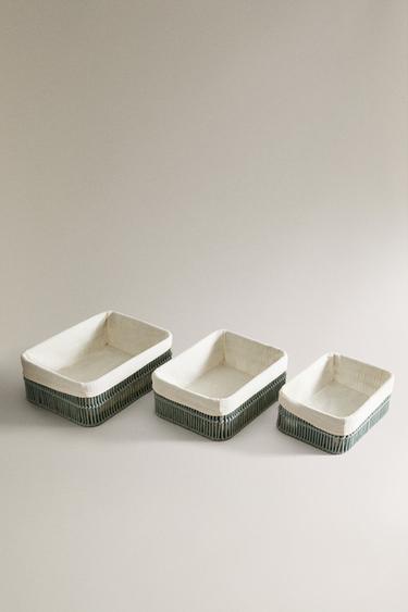 RECTANGULAR FABRIC-LINED HAMPER - Blue / Green by Zara - Image 1