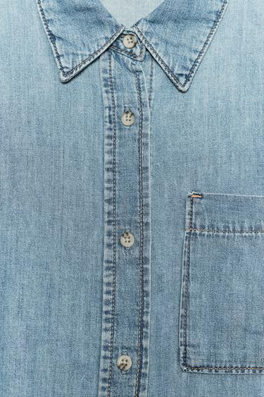 TRF SHORT SLEEVE DENIM SHIRT - Blue by Zara - Image 6