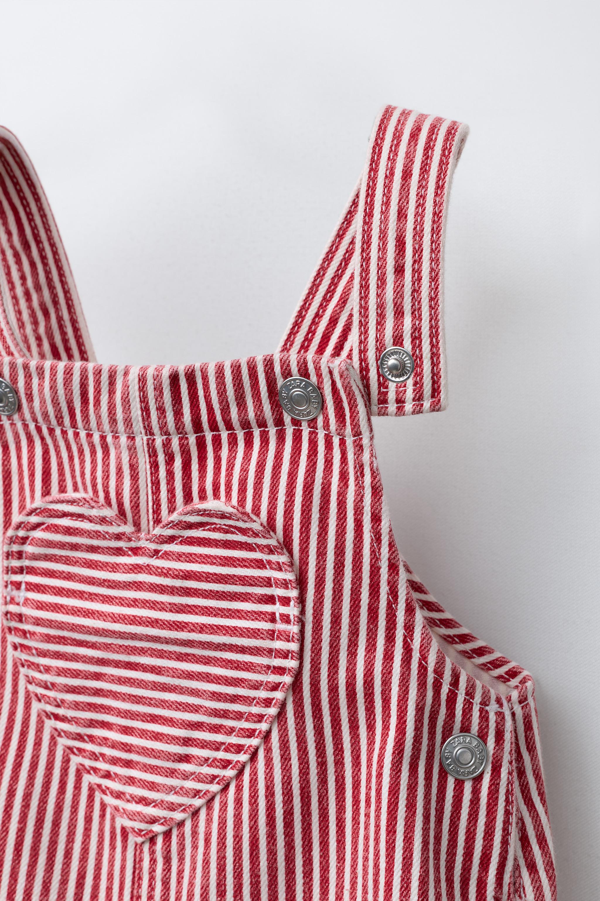 LONG STRIPED HEART SATEEN OVERALLS