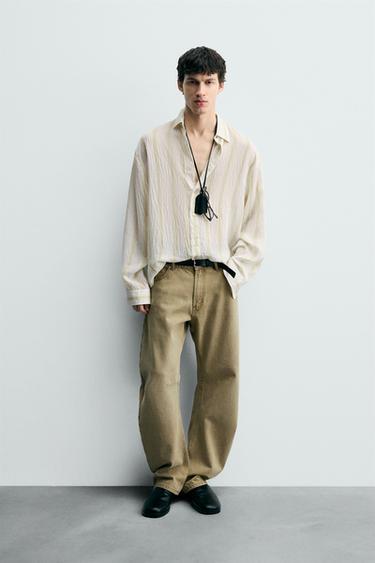 STRIPED FLOWING SHIRT - Ecru by Zara - Image 0