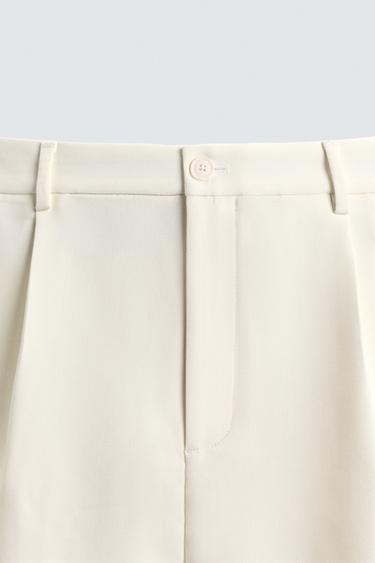 LOOSE-FITTING PLEATED BERMUDA SHORTS - Oyster-white by Zara - Image 8