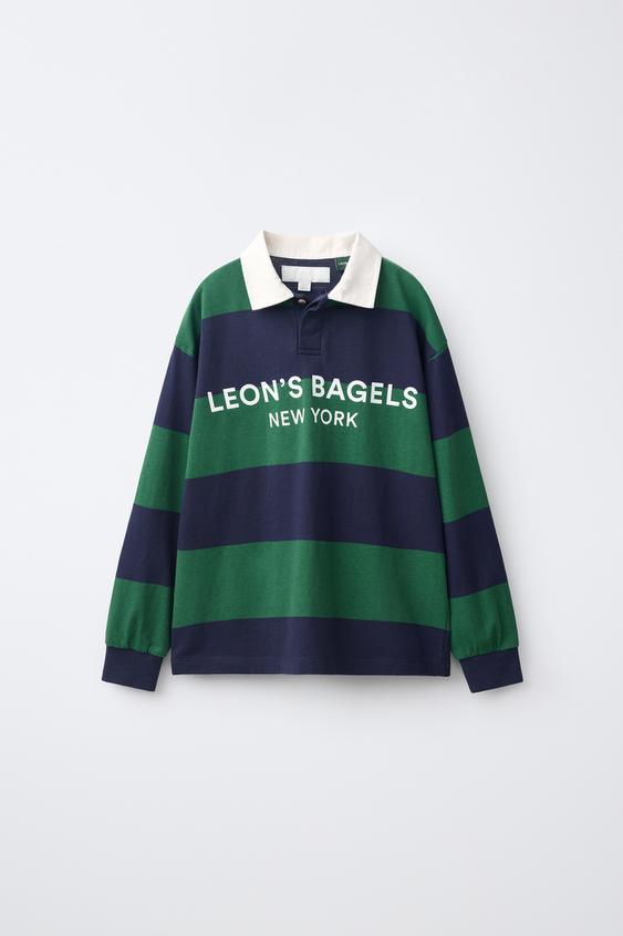 LEON'S BAGELS ® STRIPED POLO SHIRT - Green by Zara - Image 0