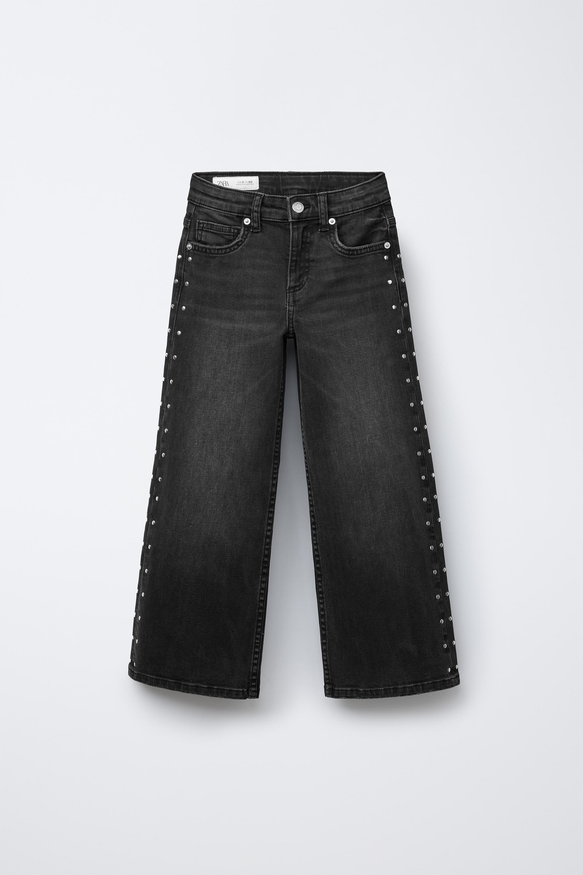 STUDDED WIDE-LEG JEANS - Black | ZARA Australia
