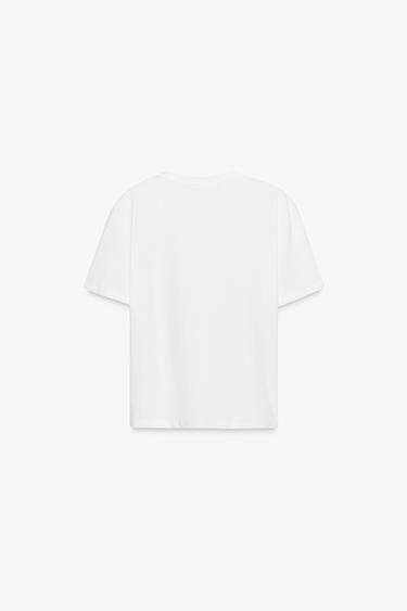 T-SHIRT WITH FRONT BOW - White by Zara - Image 5