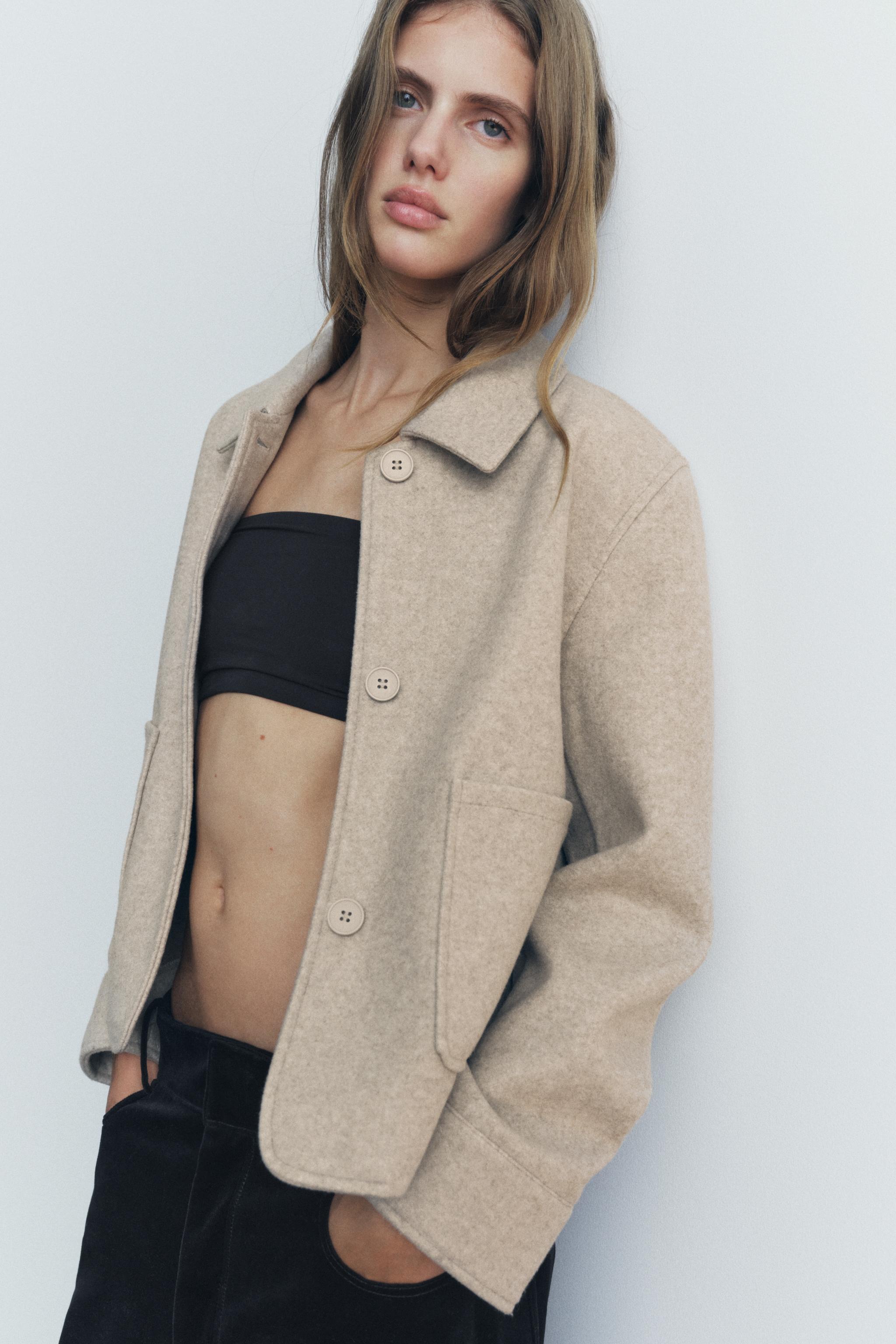 SOFT JACKET WITH POCKETS Sand Marl ZARA Australia