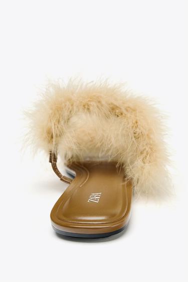 FEATHER STRAP SANDALS - Yellow by Zara - Image 7