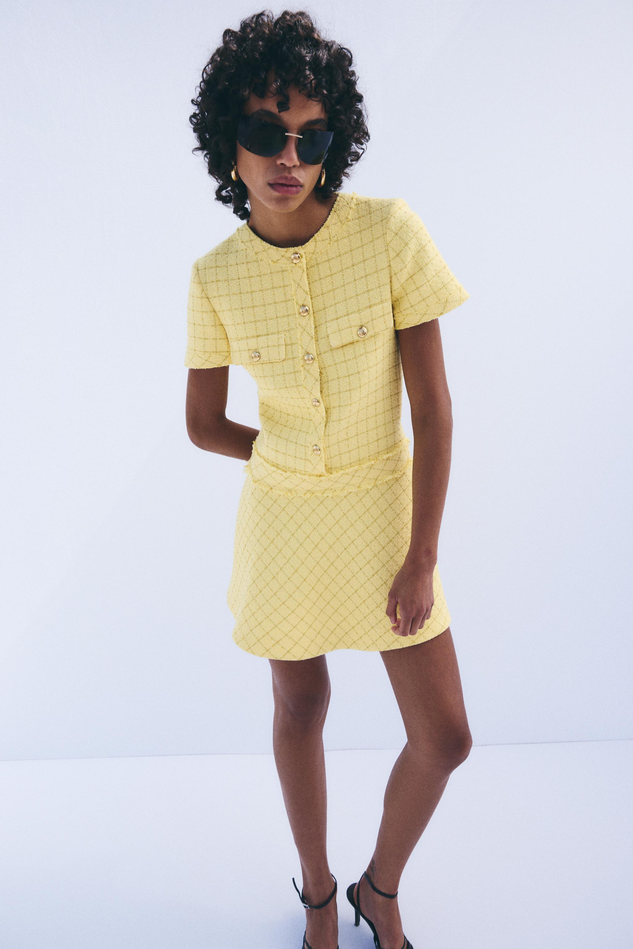 Zara Yellow Textured Daisy good Dress