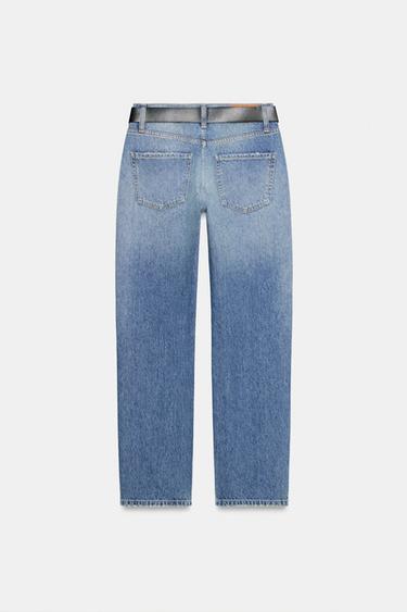 Z1975 SLIM FIT MID-WAIST JEANS WITH BELT - Mid-blue by Zara - Image 8