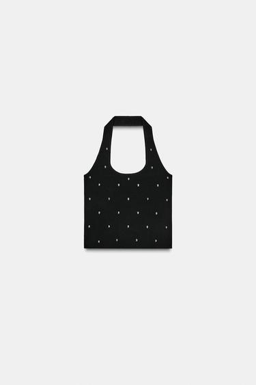 KNIT TOP WITH STUDS - Black by Zara