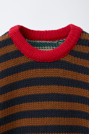 STRIPED KNIT JUMPER - Brown-Blue by Zara - Image 2
