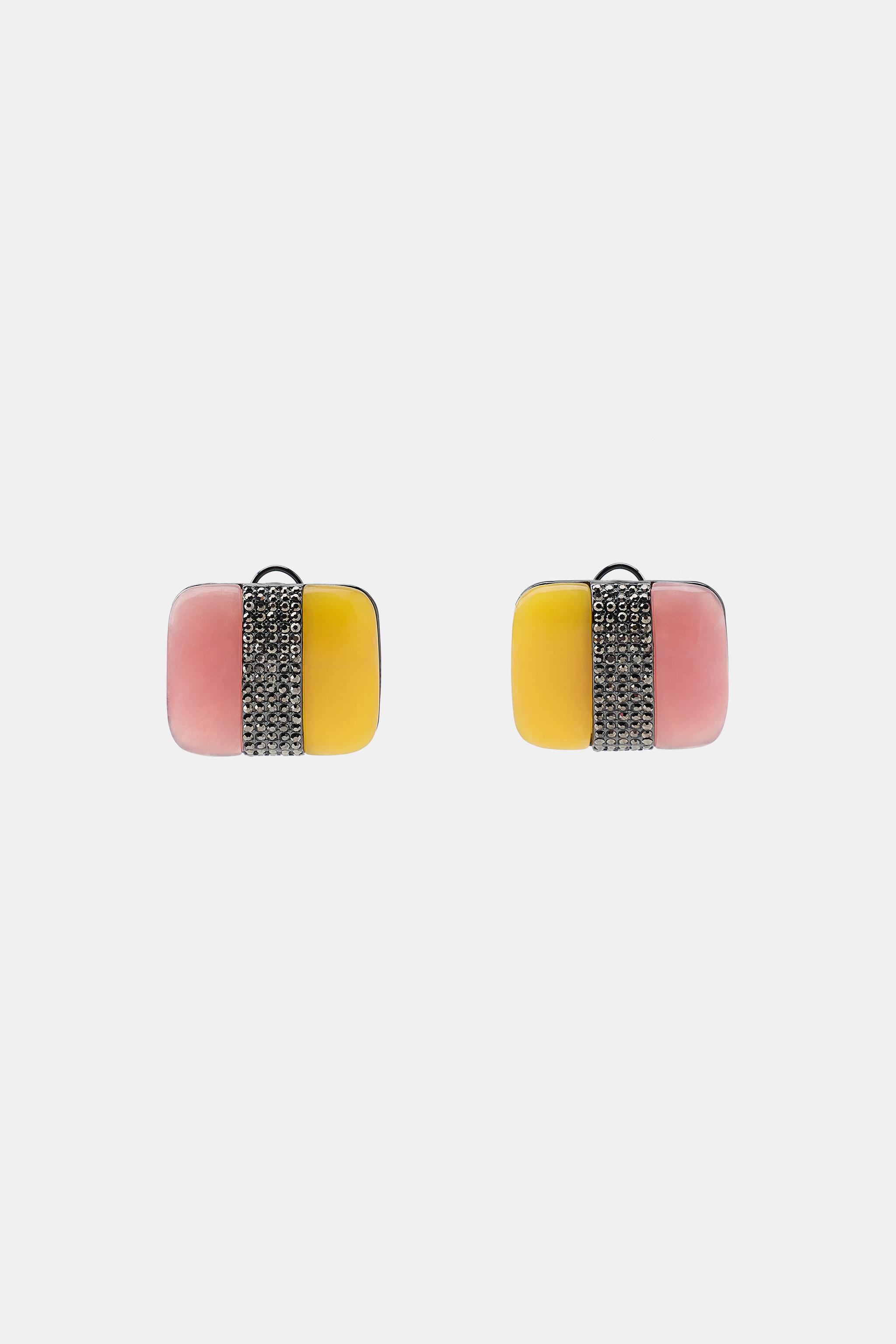 Женские аксессуары Zara COLORED RHINESTONE EARRINGS — фото 3